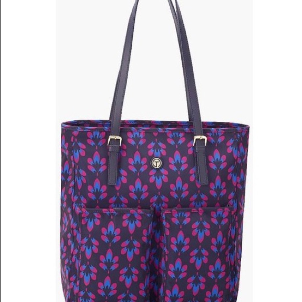 TALBOTS T by Talbots Polyester Zip Tote Blue